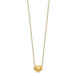 Black Bow Jewelry Children's Small Puffed Heart 16 Inch Necklace in 14k Yellow Gold - 1 of 4