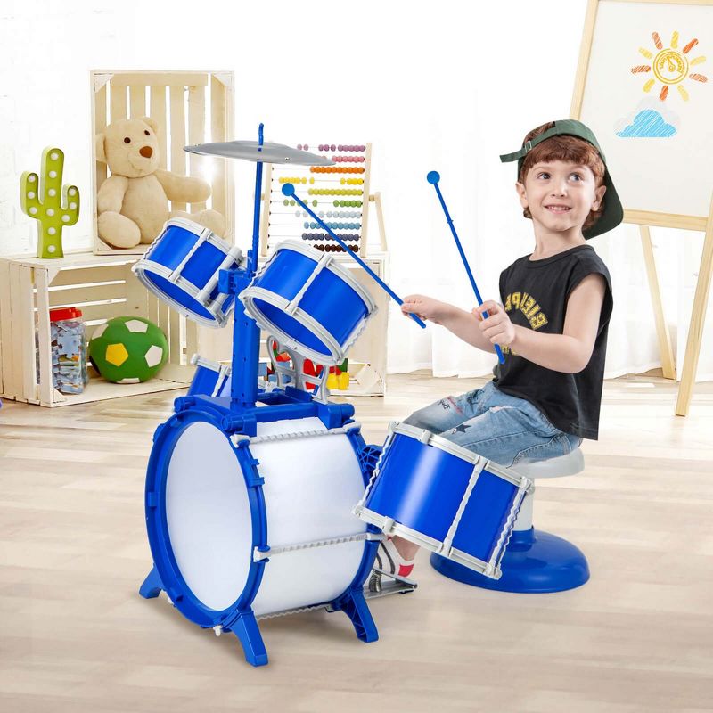 Costway Kids Drum Set Educational Percussion Musical Instrument Toy with Bass Drum, 2 of 11