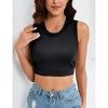 Slim Fit Cropped Tank Top - Crew Neck, Sleeveless, Soft Breathable Fabric, Stretchy Rib Knit, Summer Casual Workout Top - 2 of 4