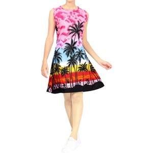 HAPPY BAY Women's Summer Loose Swimwear Vacation Beachwear Mini Dress Wrap Bathing Suit Cover Ups for Women 0-2 Pink Tree - 1 of 4