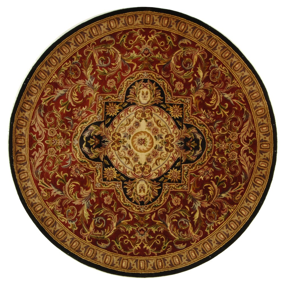 Red/Black Abstract Tufted Round Area Rug - (6' Round) - Safavieh
