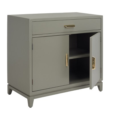 Nigel Dark Grey Brass 2-Door 1-Drawer Accent Cabinet