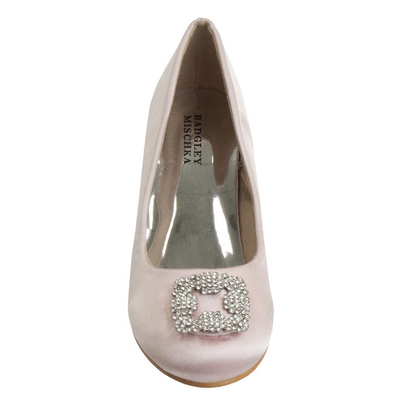Badgley Mischka Girls Heel Dress Shoes -Elegant Girls' Pumps, Low Heels, Flower Party, Wedding, Princess (Little Kids), 5 of 8