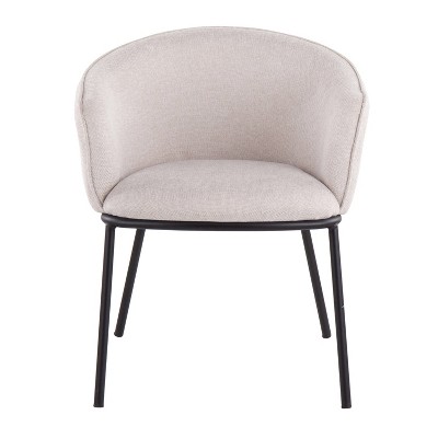 Cream Upholstered Arm Chair with Black Steel Frame