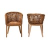 bali & pari Mario Modern Bohemian Natural Brown Finished Teak Wood and Rattan 2-Piece Dining Chair Set - 3 of 4