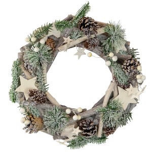 Northlight 12" Natural Branch with Stars and Berries Christmas Wreath - 1 of 3