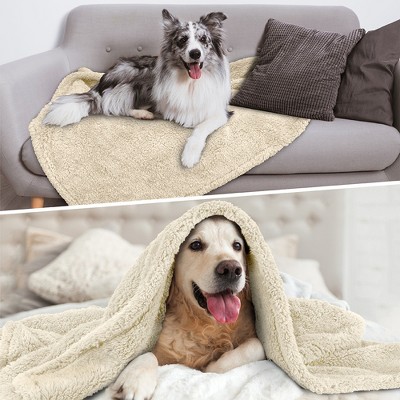 Large Beige Waterproof Sherpa Pet Blanket