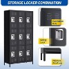 9 Doors Metal Office Storage Cabinet, Metal Lockers for Employees with 27 Hooks and 9 Shelves, Steel Storage Cabinet Locker for Home, Office, Black - 4 of 4