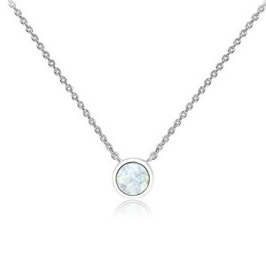 Clotth Stainless Steel Opal Pendant Necklace for Women | Created Opal Cubic Zirconia Delicate Choker | Round Opal Necklace - 1 of 4