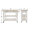 Kitchen Island & Kitchen Cart with Two Lockable Wheels, Rubber Wood Top - 4 of 4
