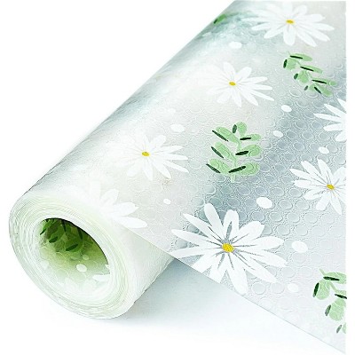 Shelf Liner, Waterproof Shelf and Drawer Liners for Kitchen Cabinet, Bathroom Sink Mat Leaf Daisy 17.7"×197"