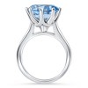 Pompeii3 Aquamarine Solitaire Flower Ring 14k White Gold 10MM Lab Created - 2 of 4