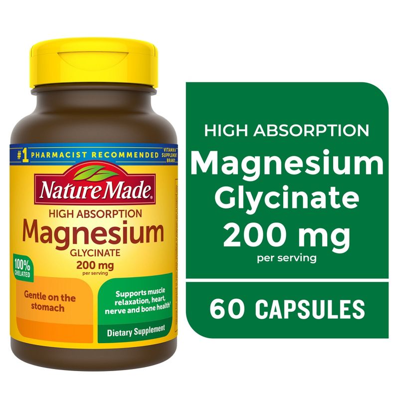 Nature Made High Absorption Magnesium Glycinate 200mg Supplement Capsules - 60ct, 4 of 13