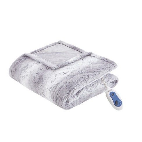 50x70 Marselle Oversized Faux Fur Electric Throw Blanket Gray - Beautyrest  : Target