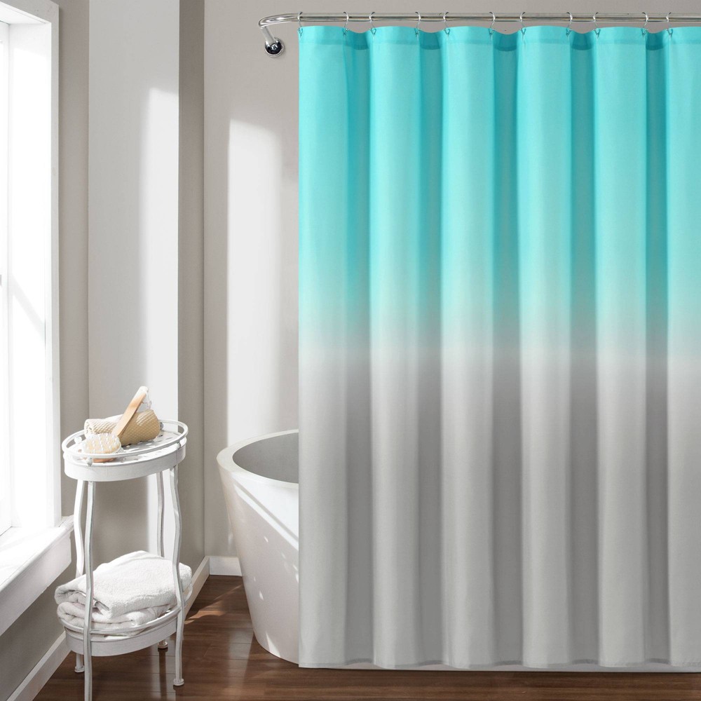 Umbre Fiesta Shower Curtain Aqua/Gray - Lush Décor