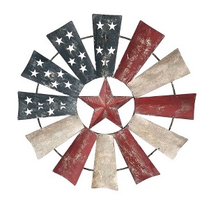 Patriotic Windmill Metal Wall Decor - Alpine Corporation - 1 of 4