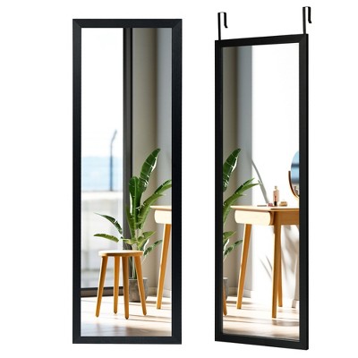 Costway Door Wall Mounted Mirror Full Length Hanging Wood Frame Mirror Decor White\Black\Golden