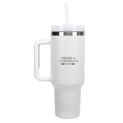 100 North Strong & Courageous Follow Your Arrow Wrap-Around 40 Oz. Stainless Steel Water Bottle Coffee Mug, Spill & Leak Resistant, Travel Tumbler