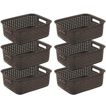 Yarebest Plastic Storage Bins, Small Basket, 6 Pack Grey Baskets
