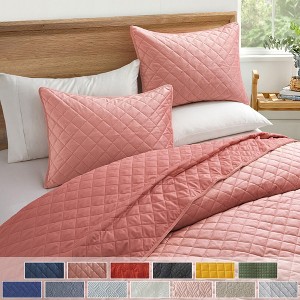 Peace Nest Premium Microfiber Ultra Soft Reversible Quilted Coverlet Set - 1 of 4