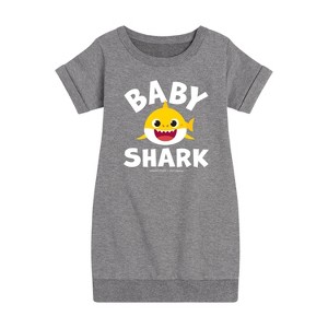 - Baby Shark - Baby Shark Graphic Short Sleeve Fleece Dress - 1 of 4