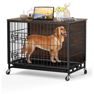 Whizmax Dog Crate Furniture, Compact 27.2" Small Dog Dual-Entry Kennel Meets Elegant End Table, Effortless Maintenance, Easy Mobility for Cozy Spaces - 1 of 4
