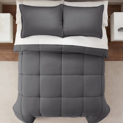 Gray Full/Queen Microfiber Comforter Set