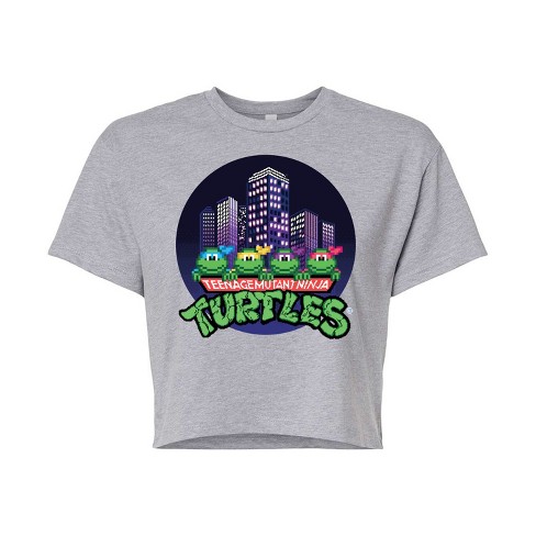 Women's - Teenage Mutant Ninja Turtles - City Scape With Turtles Cropped Graphic T-Shirt - image 1 of 4