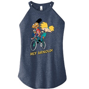 Women's - Hey Arnold! - Arnold and Gerald on Bike Graphic High Neck Tank - 1 of 3