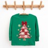 Christmas Tree Red Patchwork Print - Youth Long Sleeve Graphic T-Shirt - 2 of 4