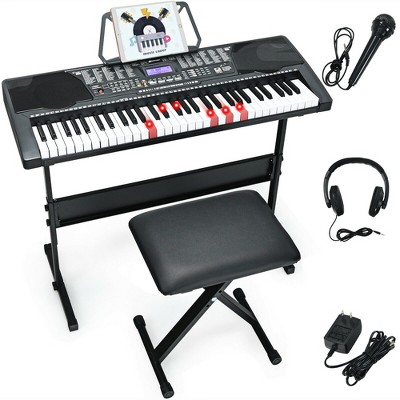 Costway Sonart 61-Key Electronic Keyboard Piano w/Lighted Keys Stand Bench Headphone