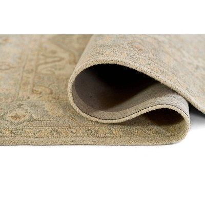 Light Blue Hand-Tufted Wool Medallion Area Rug 5' x 8'