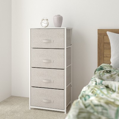 Harris White Cast Iron Frame 4-Drawer Light Gray Fabric Dresser