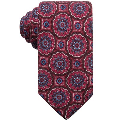 Tasso Elba Mens Medallion Self-tied Necktie, Red, One Size