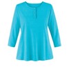 Collections Etc 3/4 Sleeve Scoop Neckline Knit Henley Top - 3 of 4