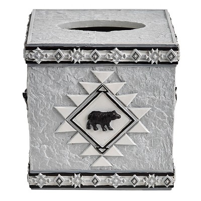 Gray and Black Resin Southwestern Tissue Box Cover