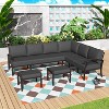 ALAULM Patio Furniture Set 8-Piece Aluminum Sectional Sofa with Armrest, Modern Outdoor Conversation Set - 2 of 4