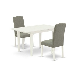 HomeStock 3-Piece Linen White Finish Rectangular Solid Wood Top With Butterfly Leaf Dining Table Set - 1 of 4