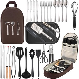 Itopfox Camping Cooking Utensils Set - Stainless Steel & Silicone Cookware Kit, Portable Outdoor Gear for RV, Picnics, Travel, and Backyard BBQs - 1 of 4