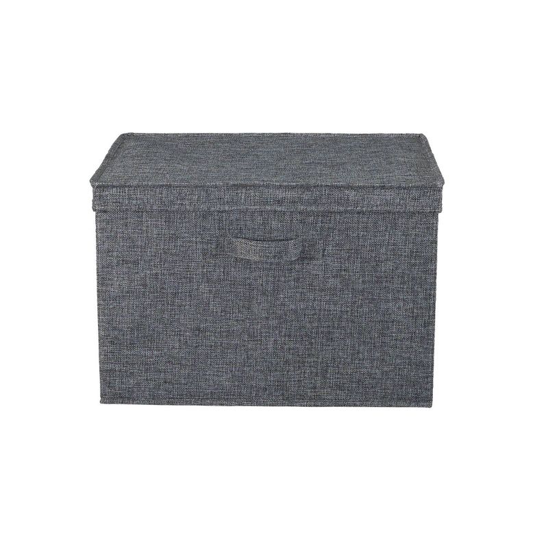 Household Essentials Set of 2 Wide Storage Boxes with Lids Graphite Linen, 5 of 9