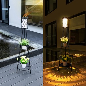 DORESshop 1-Light Black Waterproof Outdoor Integrated LED Floor Lamp with USB,3000K 6000K Adjustable Light for Patio, Porch - 1 of 4