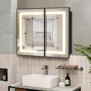Lighted Medicine Cabinet with Mirror Wall Mounted Bathroom Mirror with Storage - 1 of 4