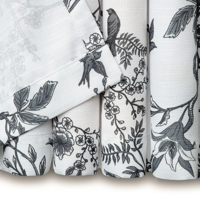 Charcoal Toile Faux Linen Semi Sheer Window Panels, 52x96 Inches