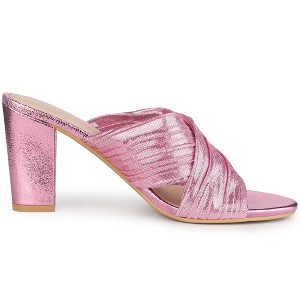 Allegra K Women's Slouches Crisscross Strap Slip-on Block Heel Slide Sandals - 1 of 4
