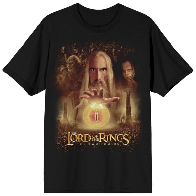 Lord Of The Rings Two Towers Saruman Poster Art Crew Neck Short Sleeve Men's Black T-shirt