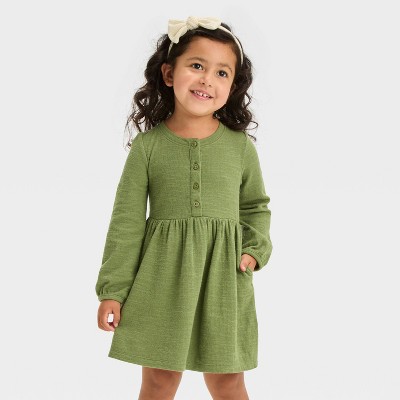 strapless open back dress Girls' Olive 3/4 Sleeve Pocket Twirl Dress Size: 6-12M by Mila & Rose main image 1