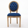 Oversart French Style Solid Wood Frame Antique Painting,Hand-pulled buckle decoration Velvet artificial leather Dining Chair Blue - 2 of 4