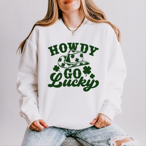 Simply Sage Market Howdy Go Lucky Clovers Lightweight Garment Dyed Sweatshirt - 1 of 4