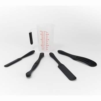 Mad Hungry 4-Pc Silicone Spurtle Baking Prep Set w/ Measuring Cup Model K49167 Black