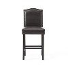 Brown PU 26.25" Upholstered Bar Height Bar Stool with Nailhead Trim - 4 of 4